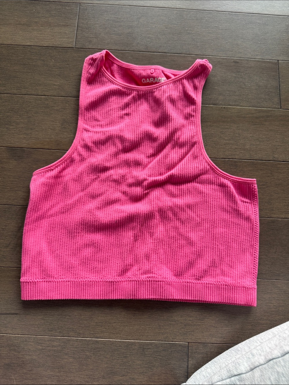 Garage Hot Pink Ribbed Crop Tank